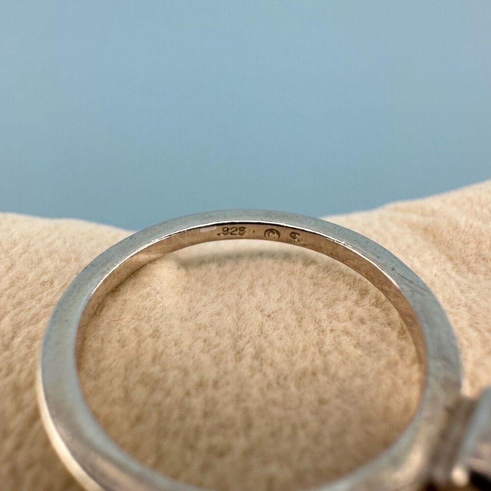 Vintage 925 Sterling Silver Turquoise Ring Square Minimalist Dainty Size 7.75" - Picture 6 of 12